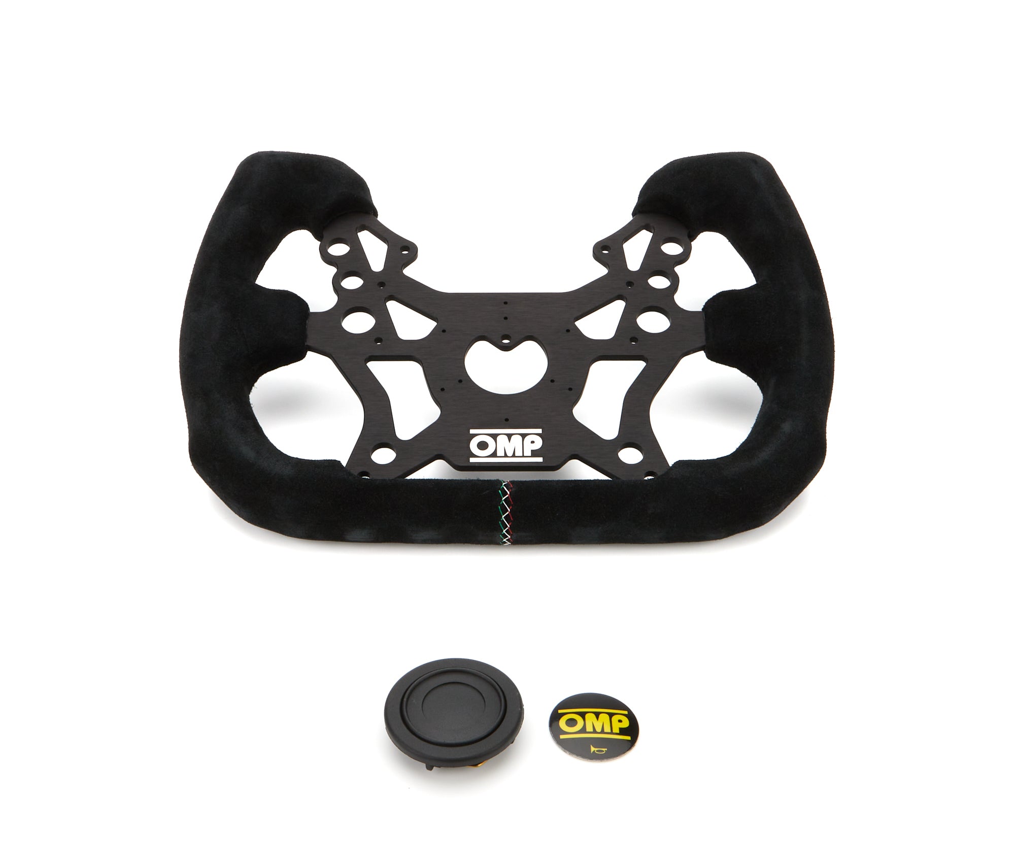 OMP 310 ALU GT Steering Wheel - 315 mm Diameter - Flat - Black Suede Grip - Black