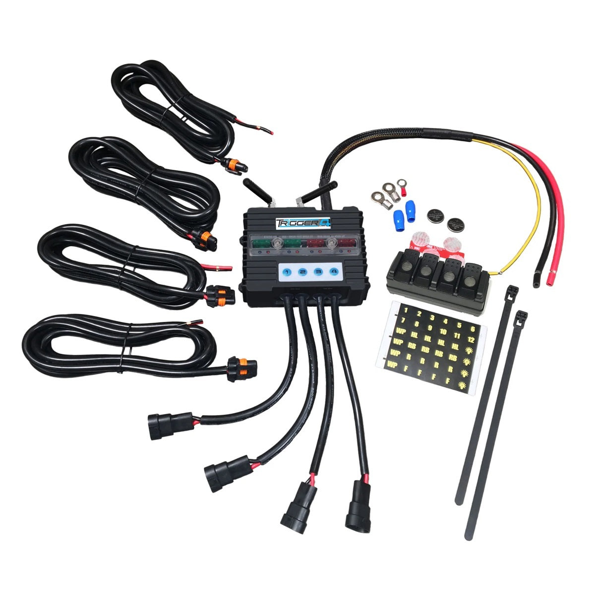 Oracle Lighting Technologies Trigger 4 Plus Switch Panel - 4 x 1.5 in - 4 Rockers - Red Indicator Lights - Black 2100