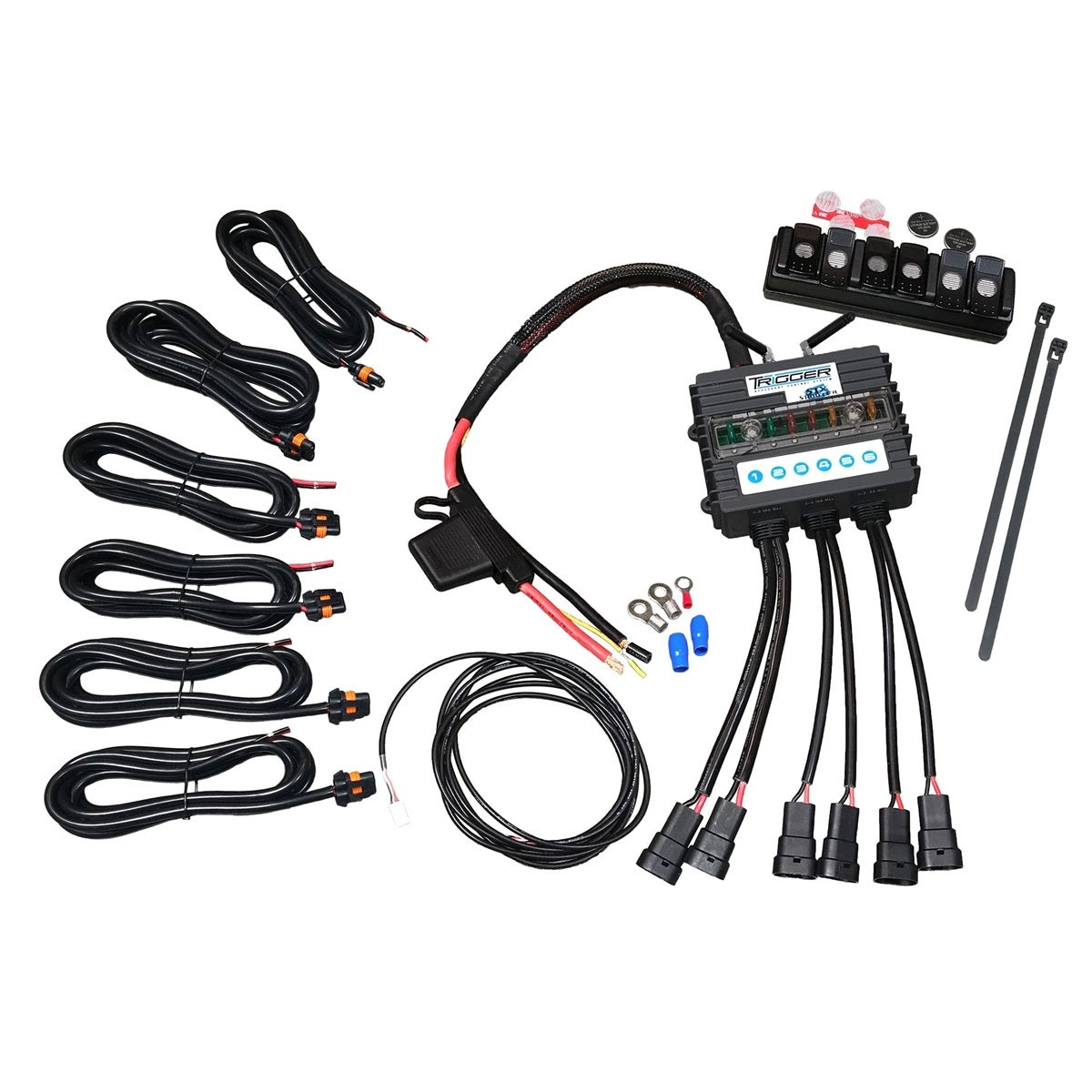 Oracle Lighting Technologies Trigger 6 Shooter Switch Panel - 5.875 x 1.5 in - 6 Rockers - Fused - Red Indicator Lights - Black - Jeep Wrangler JK 2007-17
