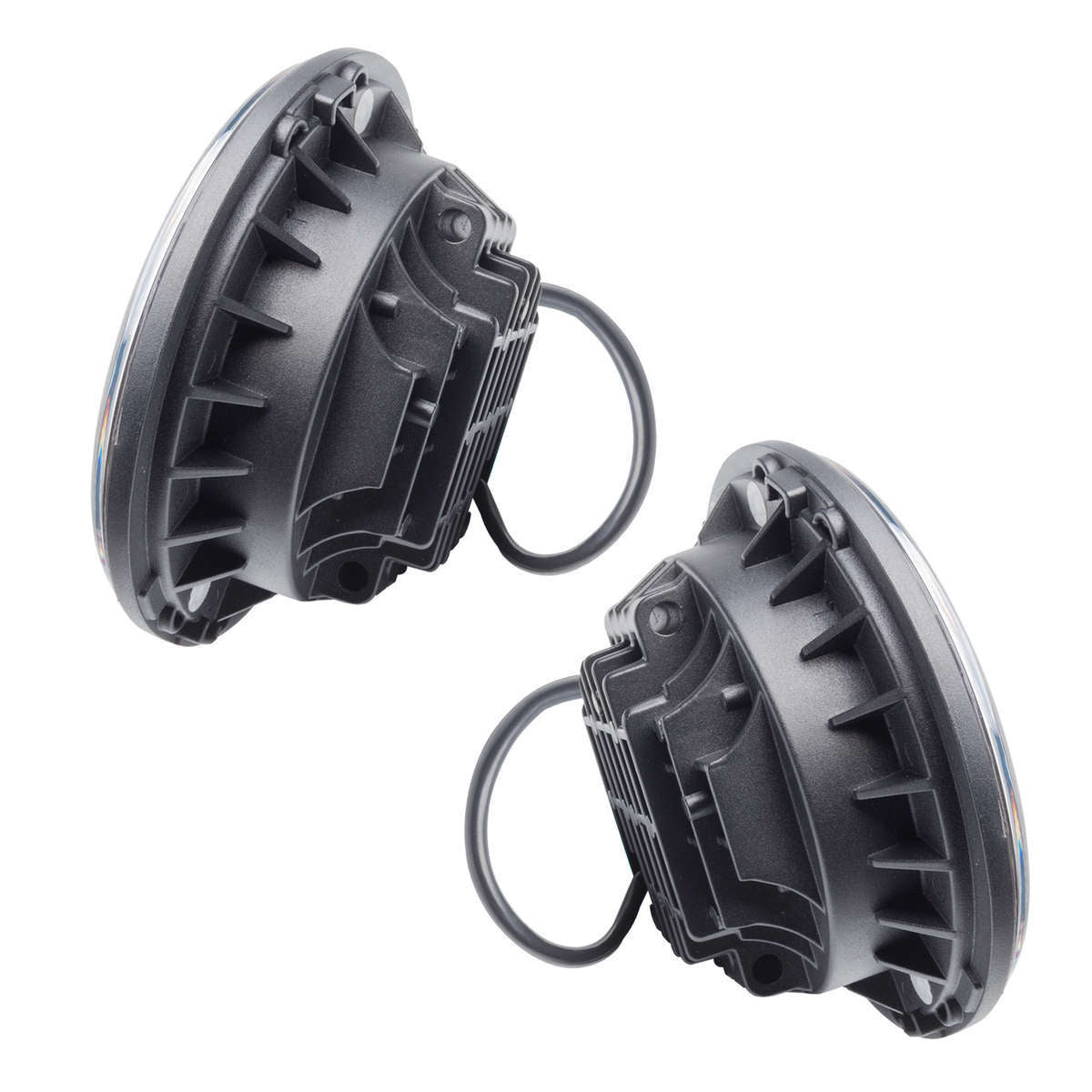 Oracle Lighting 7 in OD LED Headlight - H4 Bulb - No Halo - Black Bezel - Jeep Wrangler JK / JL 2007-19 (Pair)