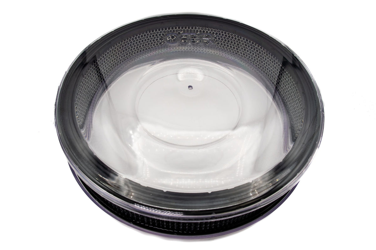 OTR Filters 18 in Round Dominator Air Cleaner - 4.5 in Tall - 7.27 in Carb Flange - Clear