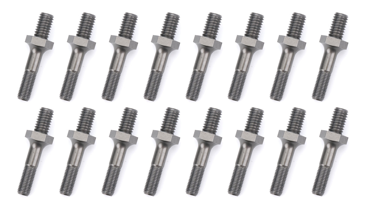 OptiTorque Rocker Arm Stud - 7/16-14 in Base Thread - 3/8-24 in Top Thread - 1.750 in Effective Stud Length - Black Oxide - Small Block Chevy (Set of 16)