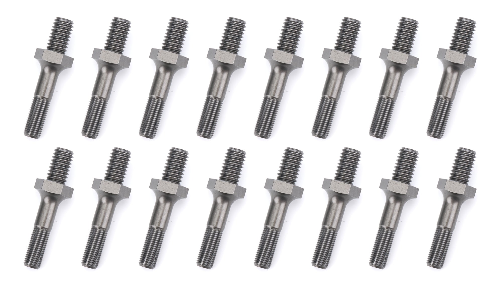 OptiTorque Rocker Arm Stud - 7/16-14 in Base Thread - 3/8-24 in Top Thread - 1.750 in Effective Stud Length - Black Oxide - Small Block Chevy (Set of 16)