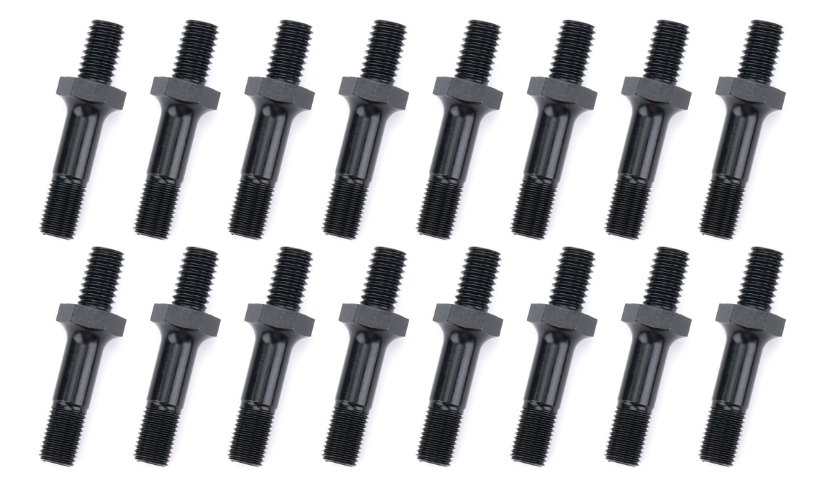 OptiTorque Rocker Arm Stud - 7/16-14 in Base Thread - 7/16-20 in Top Thread - 1.775 in Effective Stud Length - Black Oxide - Small Block Chevy (Set of 16)