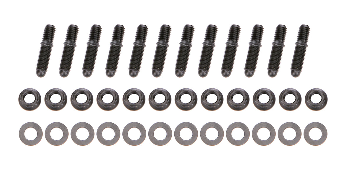 OptiTorque Header Stud - 3/8-16 and 3/8-24 in Thread - 1.675 in Long - Small Journal - Small Block Chevy (Set of 12)