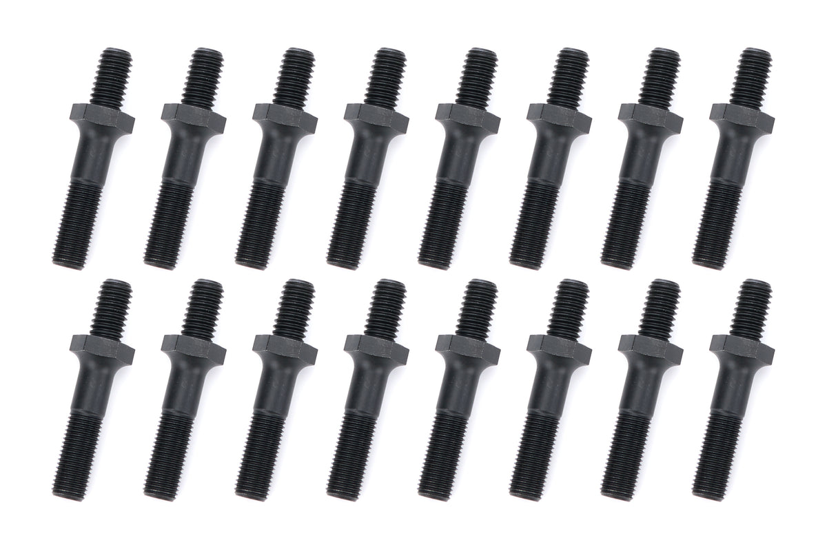 OptiTorque Rocker Arm Stud - 7/16-14 in Base Thread - 3/8-24 in Top Thread - 1.900 in Effective Stud Length - Black Oxide - Small Block Chevy (Set of 16)