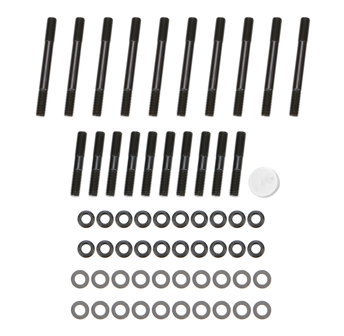 OptiTorque Patriot Series Cylinder Head Stud Kit - 12 Point Nuts - Chromoly - Black Oxide - Small Block Ford w/ Edelbrock / Dart / OEM Heads