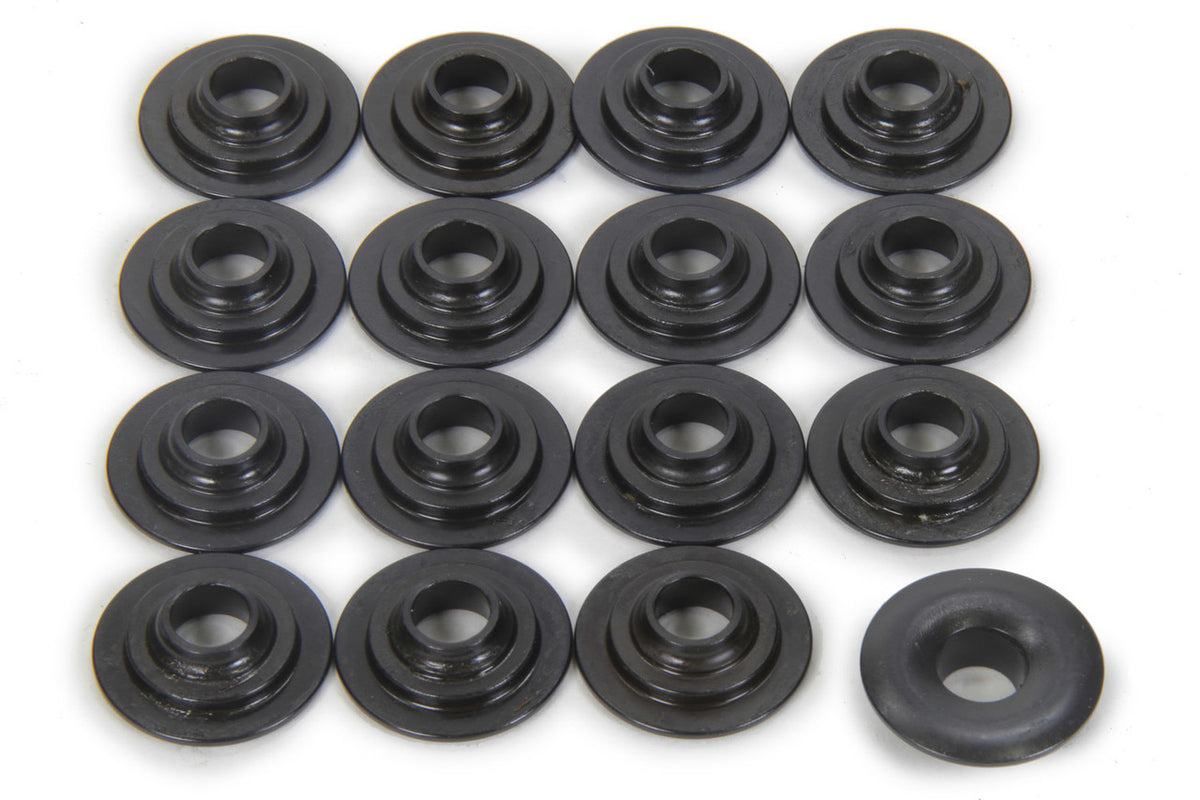 PAC Racing Springs 300 Series 7 Degree Valve Spring Retainer - 0.880 in / 0.640 in OD Steps - 1.235 in OD Dual Spring - Chromoly - GM LS-Series (Set of 16)