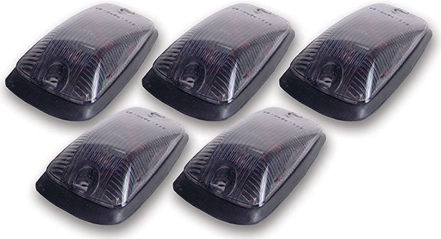 Pacer Performance Hi-5 GM Style Cab Roof Lights - 5.875 x 3.5 x 1.5 in - Flat / Curved Mount - Smoked Lens - GM Fullsize Truck 1988-2002