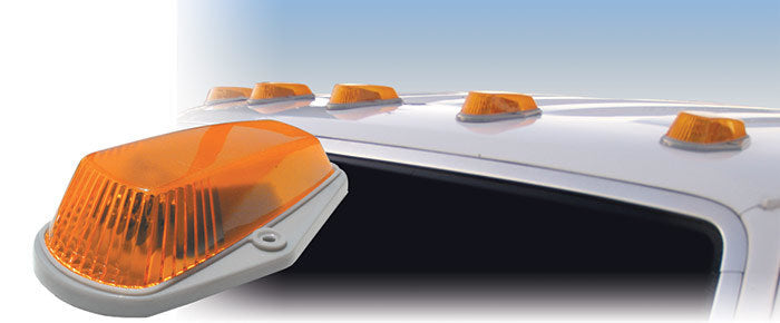 Pacer Performance Hi-5 Ford Style Cab Roof Lights - 5.5 x 3.5 x 1.5 in - Flat / Curved Mount - Amber Lens - Ford Fullsize Truck 1980-96