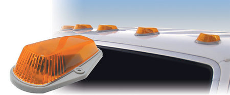 Pacer Performance Hi-5 Ford Style Cab Roof Lights - 5.5 x 3.5 x 1.5 in - Flat / Curved Mount - Amber Lens - Ford Fullsize Truck 1980-96