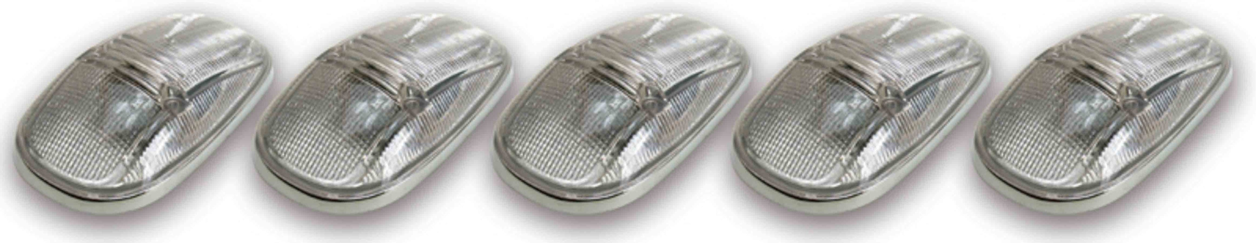 Pacer Performance Hi-5 Dodge Style Cab Roof Lights - 5.5 in x 3.125 x 1.375 in - Flat / Curved Mount - Clear Lens - Dodge Fullsize Truck 1999-2002 20-245C