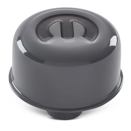 Proform Push-In Round Breather - 1.22 in Hole - Gray - Omega M Logo