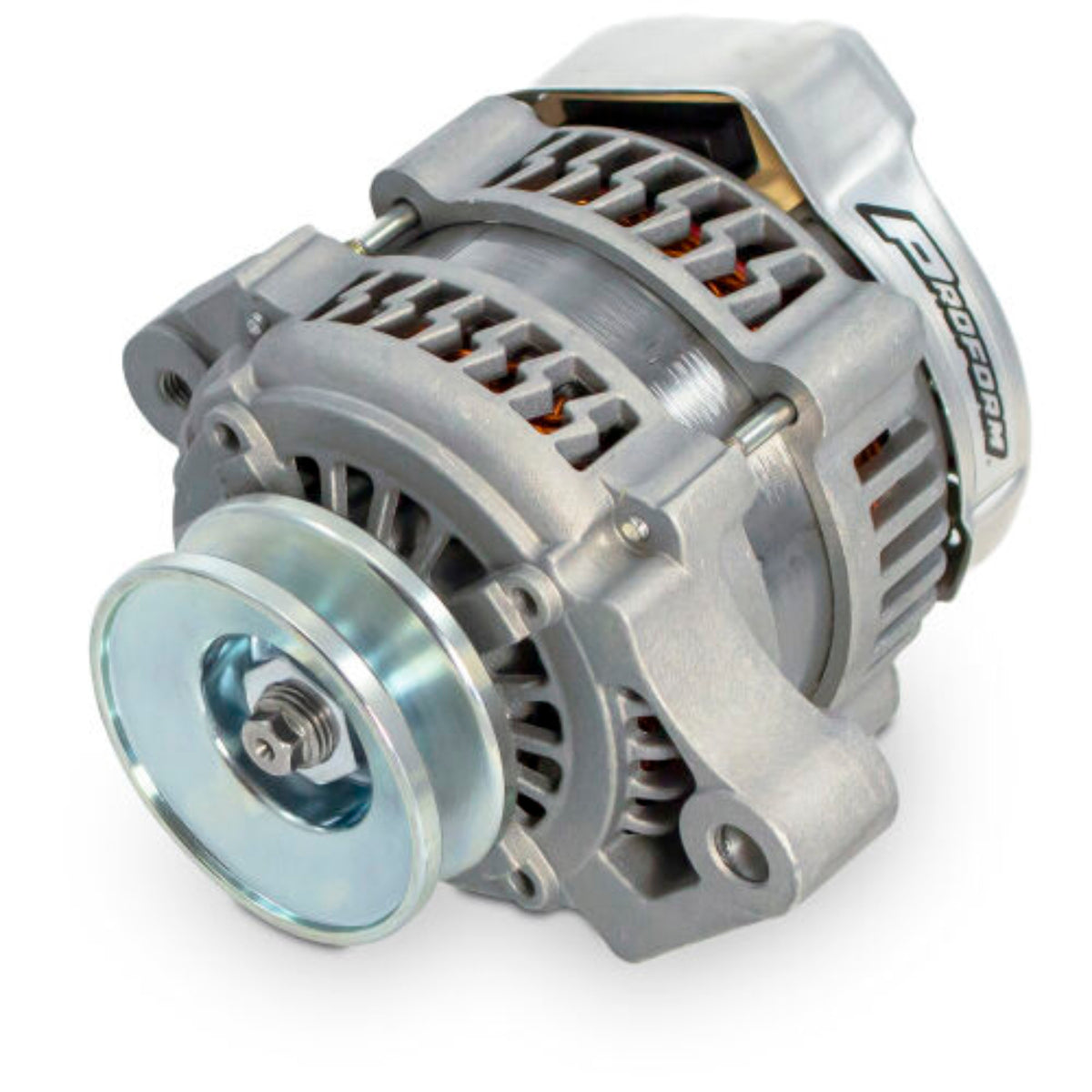 Proform Mini Lightning-Bolt Alternator - 12V - 1-Wire - 100 amp - 12V - Single V-Belt Pulley
