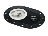 Saldana Aircraft Cap Fuel Cell Filler Plate - 4 x 6 in Oval - 12-Bolt Flange - Black