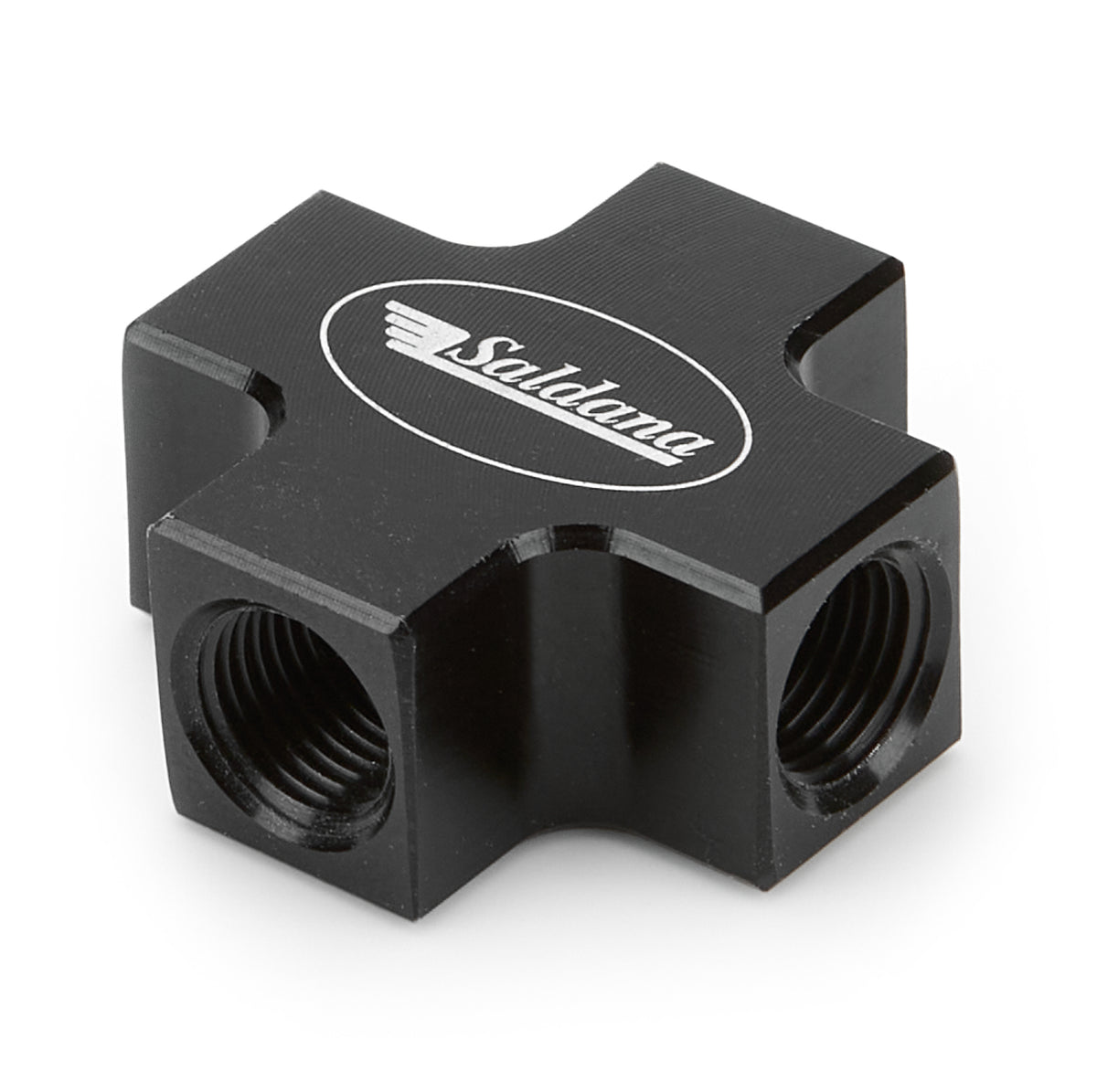 Saldana Manifold Fitting - Four 3/8-24 in Female Ports - Valve Cover Oilers - Black