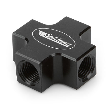 Saldana Manifold Fitting - Four 3/8-24 in Female Ports - Valve Cover Oilers - Black