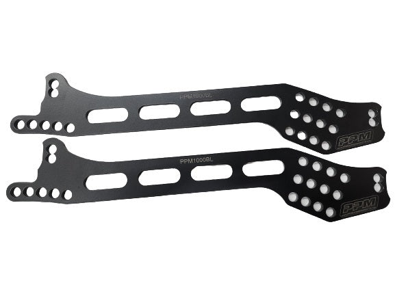 PPM Four Bar Bracket - Driver Side - Double Slot - Black - Longhorn Chassis