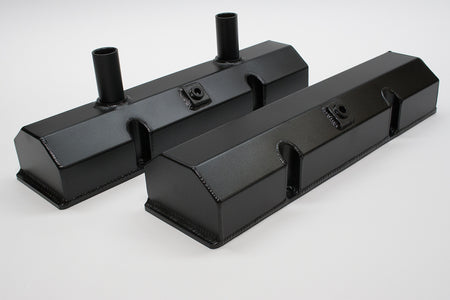 PRW Industries Tall Aluminum Valve Cover - Breather Tubes - Black (Pair)