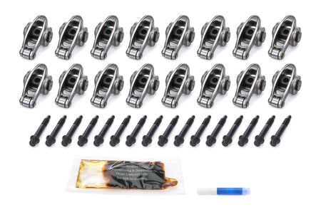 PRW Industries Platinum Pro Series 8 mm Pedestal Mount Stainless Roller Rocker Arm - 1.70 Ratio - Polished - LS1 / LS2 / LS6 - GM LS-Series (Set of 16)