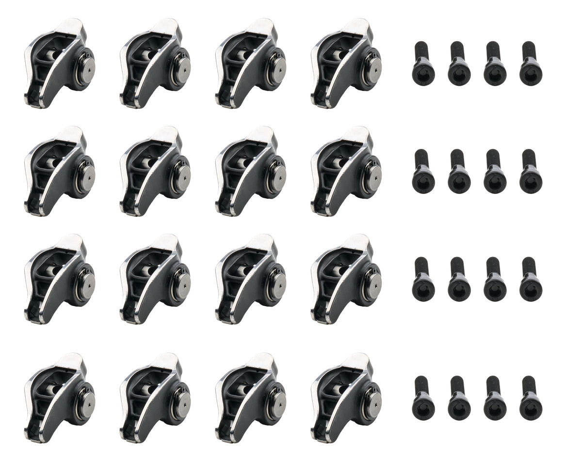 PRW Industries Platinum Pro Series 8 mm Pedestal Mount Stainless Roller Rocker Arm - 1.70 Ratio - Polished - LS3 / L92 / LS9 - GM LS-Series (Set of 16)
