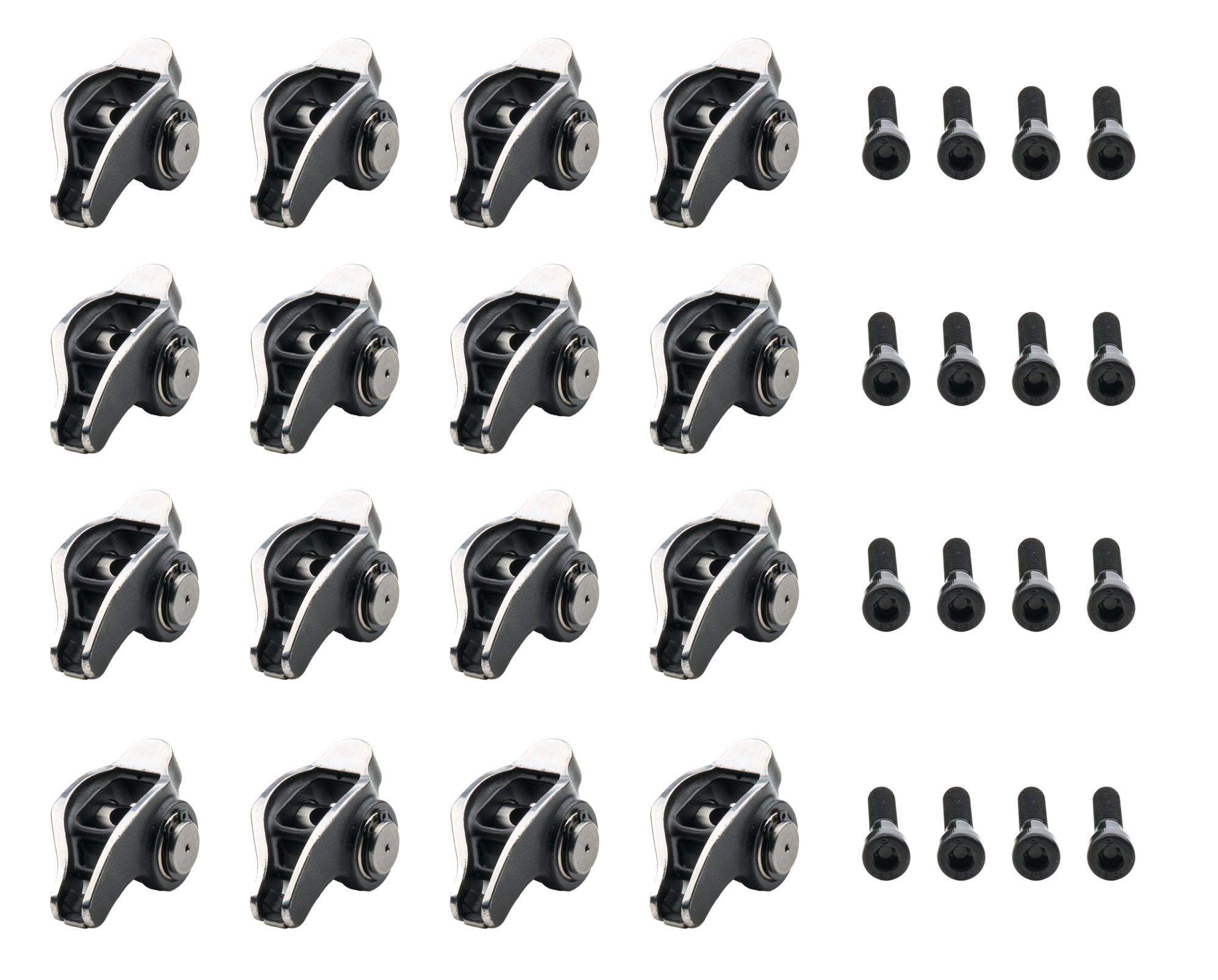 PRW Industries Platinum Pro Series 8 mm Pedestal Mount Stainless Roller Rocker Arm - 1.70 Ratio - Polished - LS3 / L92 / LS9 - GM LS-Series (Set of 16)