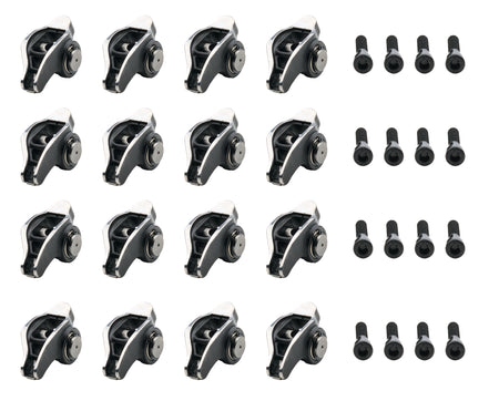 PRW Industries Platinum Pro Series 8 mm Pedestal Mount Stainless Roller Rocker Arm - 1.70 Ratio - Polished - LS3 / L92 / LS9 - GM LS-Series (Set of 16)