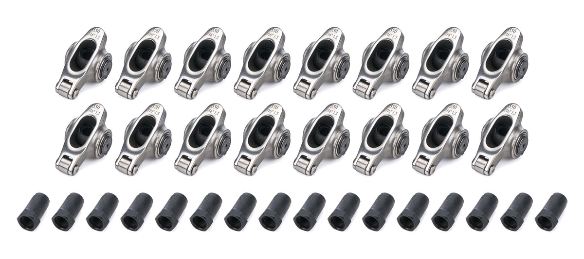 PRW Industries Elite Series Stainless Roller Rocker Arm - 7/16 in Stud Mount - 1.50 Ratio - Small Block Chevy - (Set of 16) - - - 