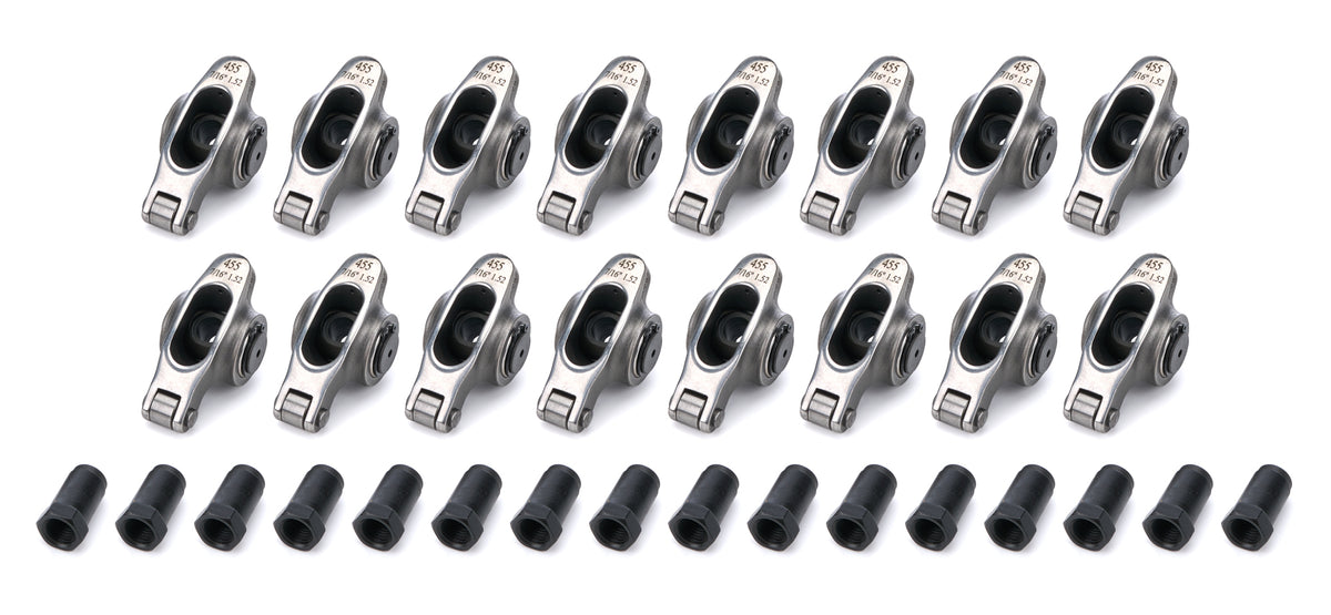 PRW Industries Elite Series Stainless Roller Rocker Arm - 7/16 in Stud Mount - 1.52 Ratio - Pontiac V8 - (Set of 16) - - - 