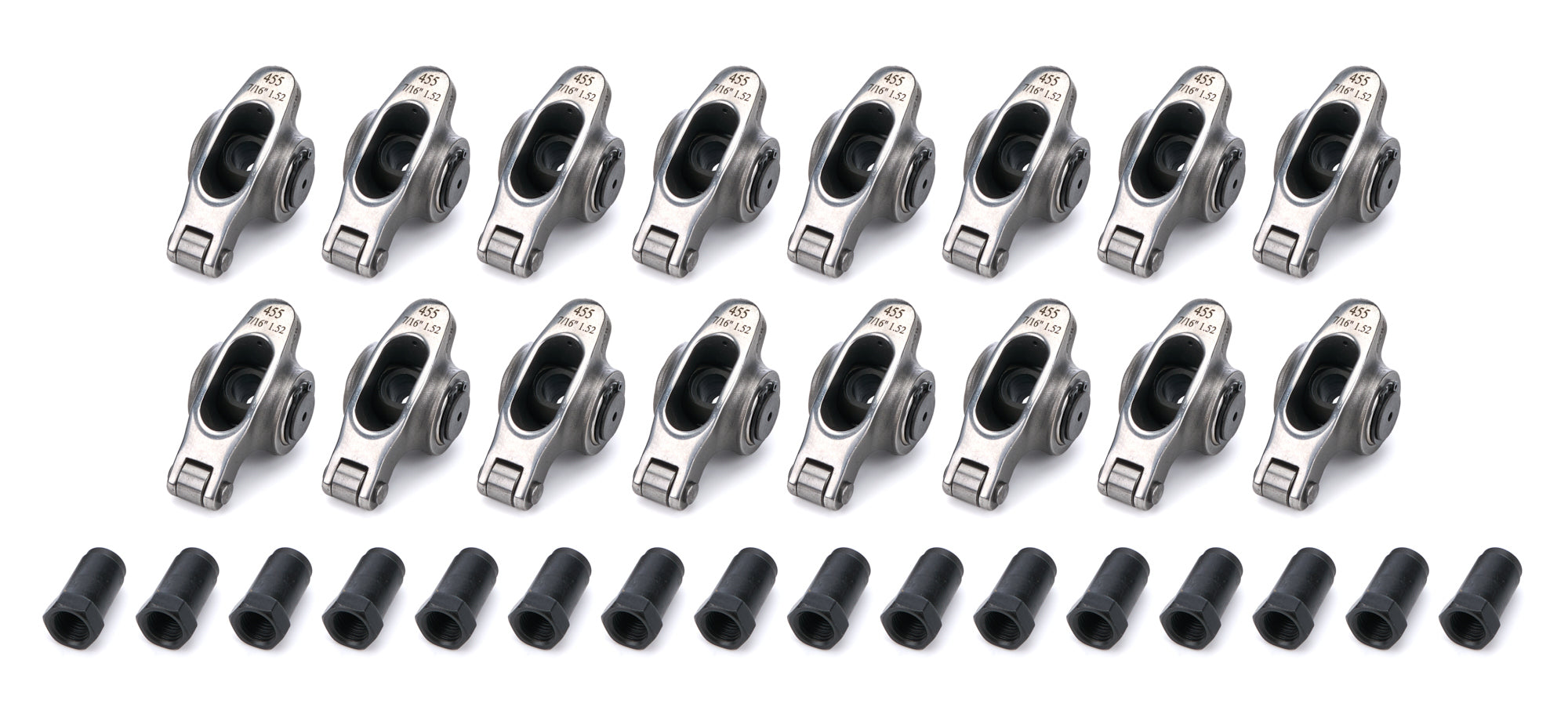 PRW Industries Elite Series Stainless Roller Rocker Arm - 7/16 in Stud Mount - 1.52 Ratio - Pontiac V8 - (Set of 16) - - - 