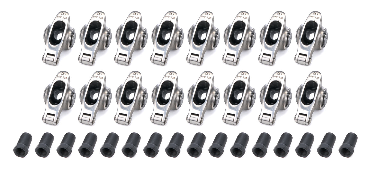 PRW Industries Elite Series Stainless Roller Rocker Arm - 7/16 in Stud Mount - 1.65 Ratio - Pontiac V8 - (Set of 16) - - - 