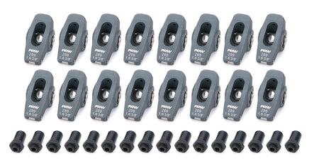 PRW Industries Pro Series Billet Aluminum Roller Rocker Arm - 3/8 in Stud Mount - 1.60 Ratio - Black - Small Block Ford (Set of 16)