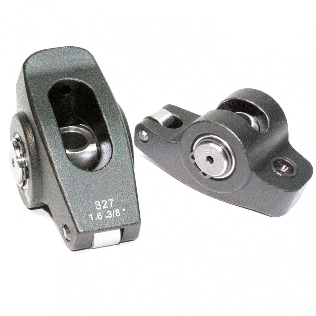PRW Industries Pro Series Billet Aluminum Roller Rocker Arm - 3/8 in Stud Mount - 1.60 Ratio - Black - Small Block Chevy (Set of 16)