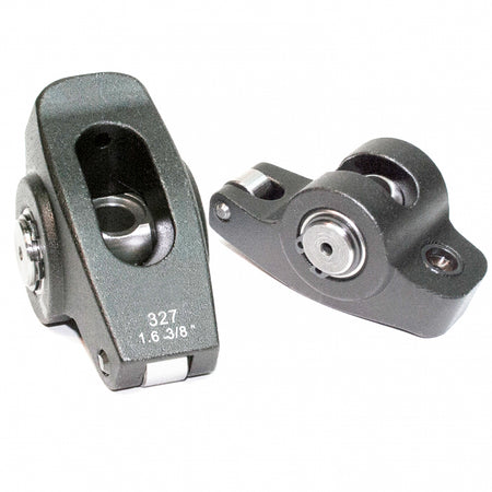 PRW Industries Pro Series Billet Aluminum Roller Rocker Arm - 3/8 in Stud Mount - 1.60 Ratio - Black - Small Block Chevy (Set of 16)