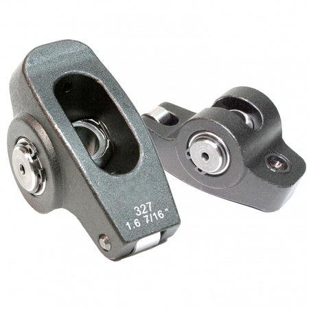 PRW Industries Pro Series Billet Aluminum Roller Rocker Arm - 7/16 in Stud Mount - 1.60 Ratio - Black - Small Block Chevy (Set of 16)