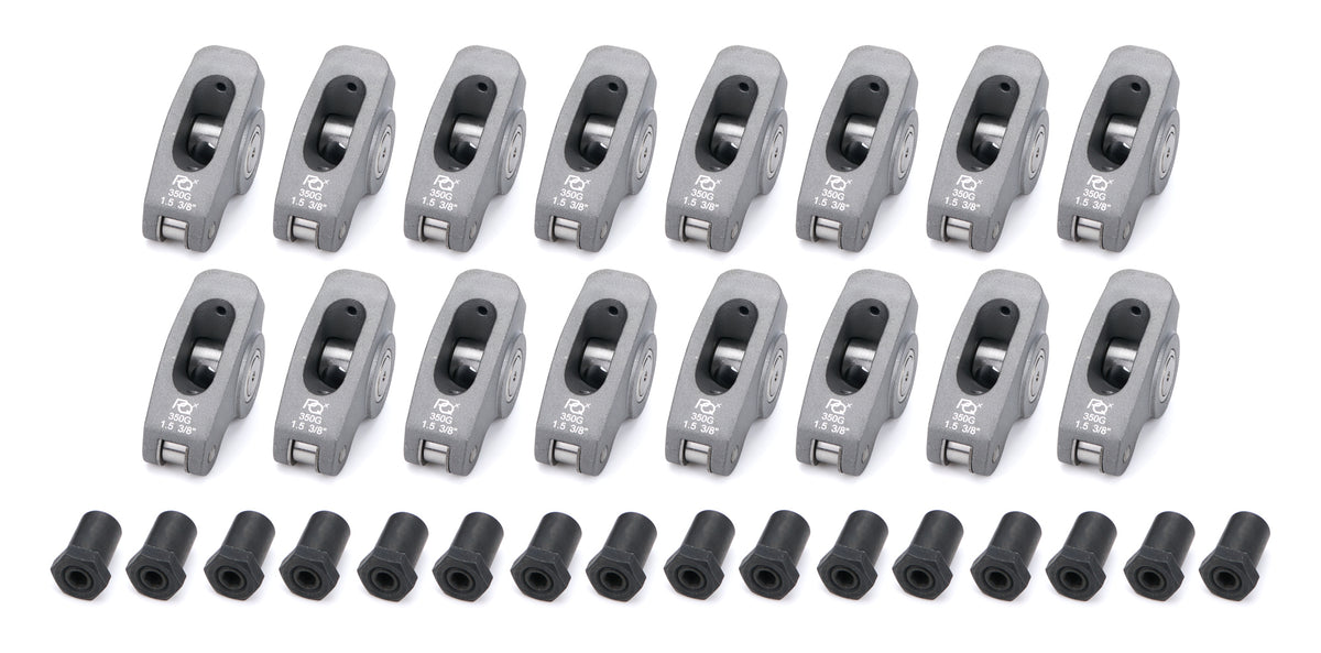 PRW Industries Pro Series Billet Aluminum Roller Rocker Arm - 3/8 in Stud Mount - 1.50 Ratio - Self-Align - Small Block Chevy (Set of 16)
