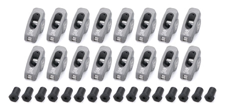 PRW Industries Pro Series Billet Aluminum Roller Rocker Arm - 3/8 in Stud Mount - 1.50 Ratio - Self-Align - Small Block Chevy (Set of 16)