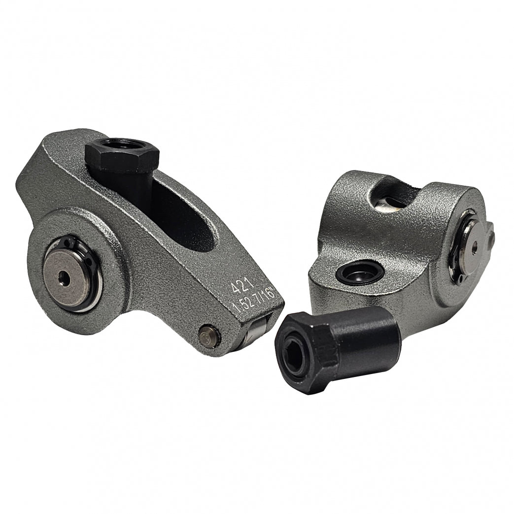 PRW Industries Pro Series Billet Aluminum Roller Rocker Arm - 7/16 in Stud Mount - 1.52 Ratio - Black - Pontiac V8 (Set of 16)