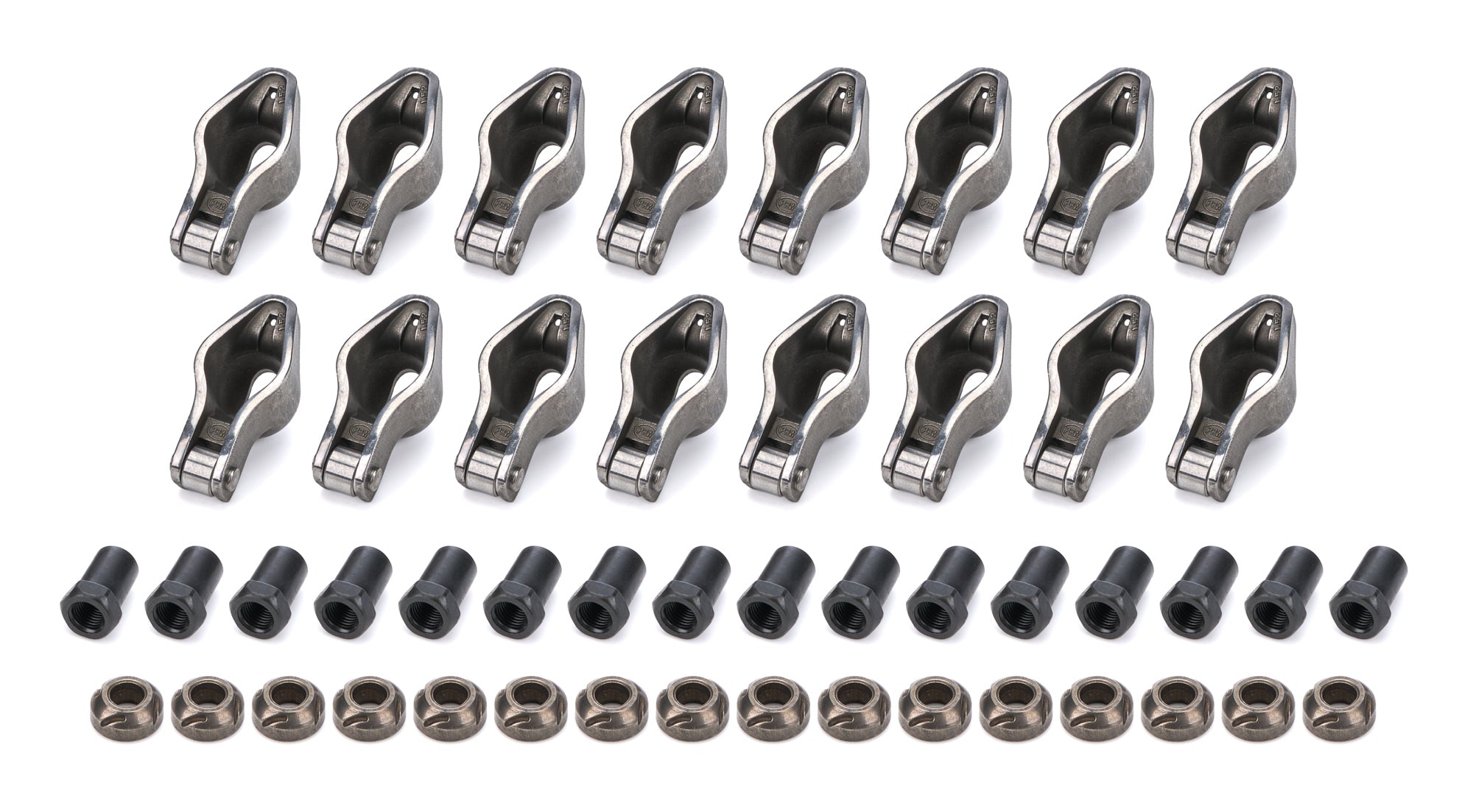 PRW Industries Sportsman Series Roller Rocker Arm - 3/8 in Stud Mount - 1.50 Ratio - Self-Align - Small Block Chevy (Set of 16)
