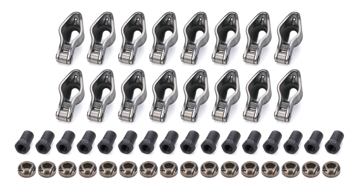 PRW Industries Sportsman Series Roller Rocker Arm - 3/8 in Stud Mount - 1.60 Ratio - Self-Align - Small Block Chevy (Set of 16)