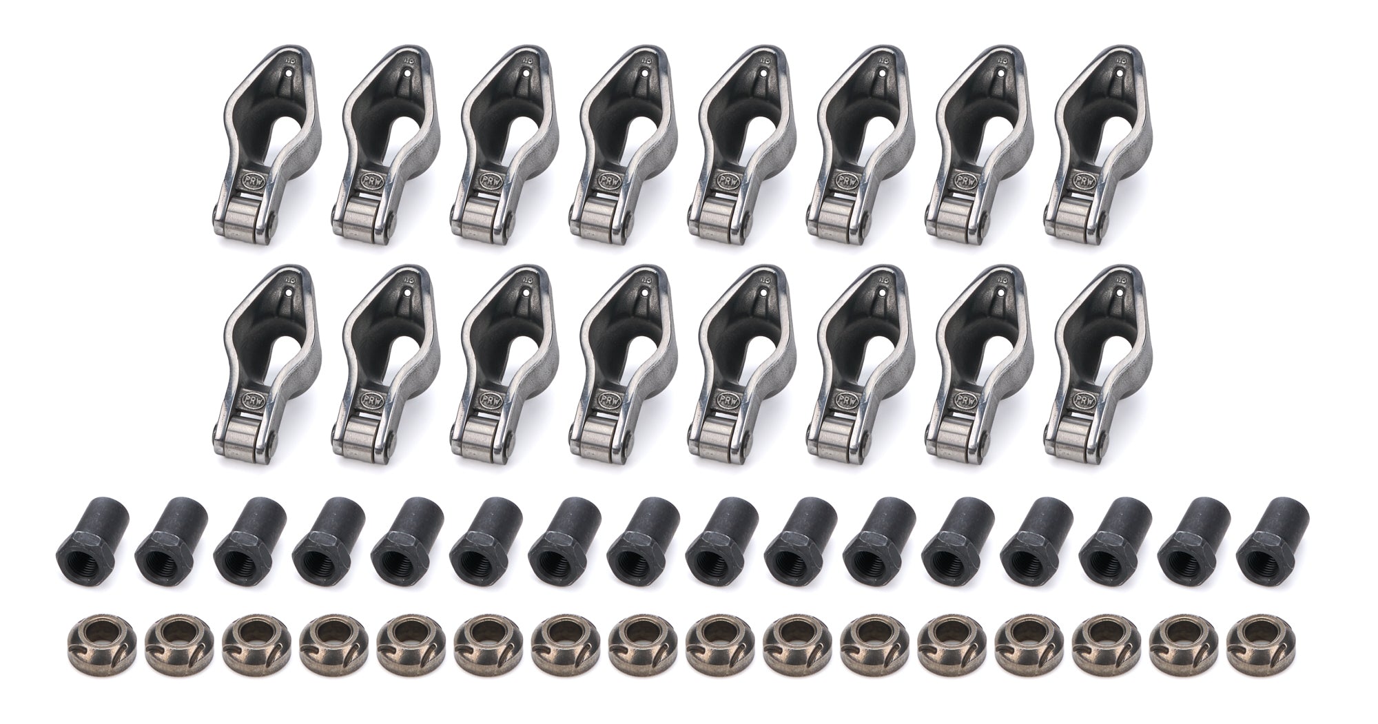 PRW Industries Sportsman Series Roller Rocker Arm - 3/8 in Stud Mount - 1.60 Ratio - Self-Align - Small Block Chevy (Set of 16)