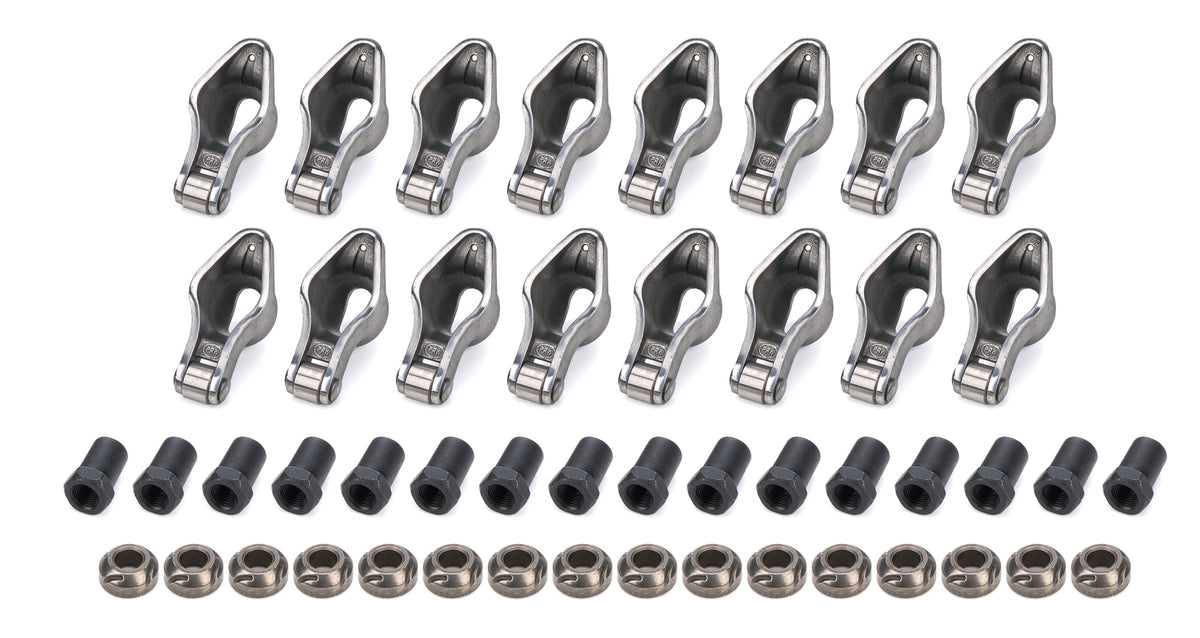 PRW Industries Sportsman Series Roller Rocker Arm - 3/8 in Stud Mount - 1.50 Ratio - Small Block Chevy (Set of 16)