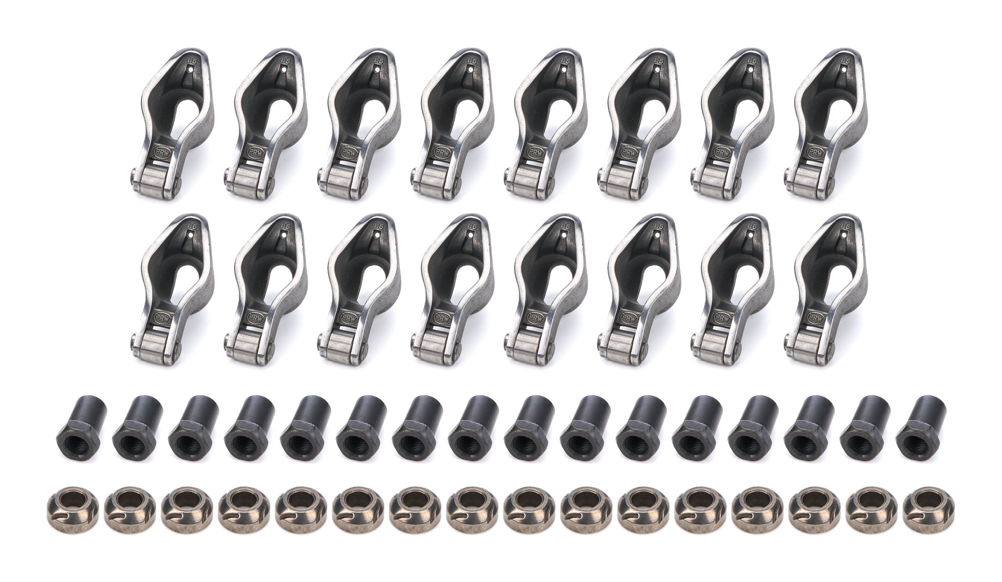 PRW Industries Sportsman Series Roller Rocker Arm - 3/8 in Stud Mount - 1.60 Ratio - Small Block Chevy (Set of 16)