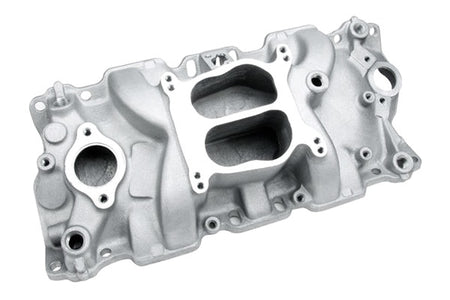 Professional Products Cyclone Intake Manifold - Spread / Square Bore - Dual Plane - Satin - Small Block Chevy