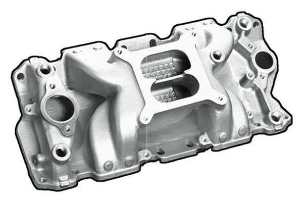 Professional Products Crosswind Intake Manifold - Square Bore - Dual Plane - Satin - Small Block Chevy