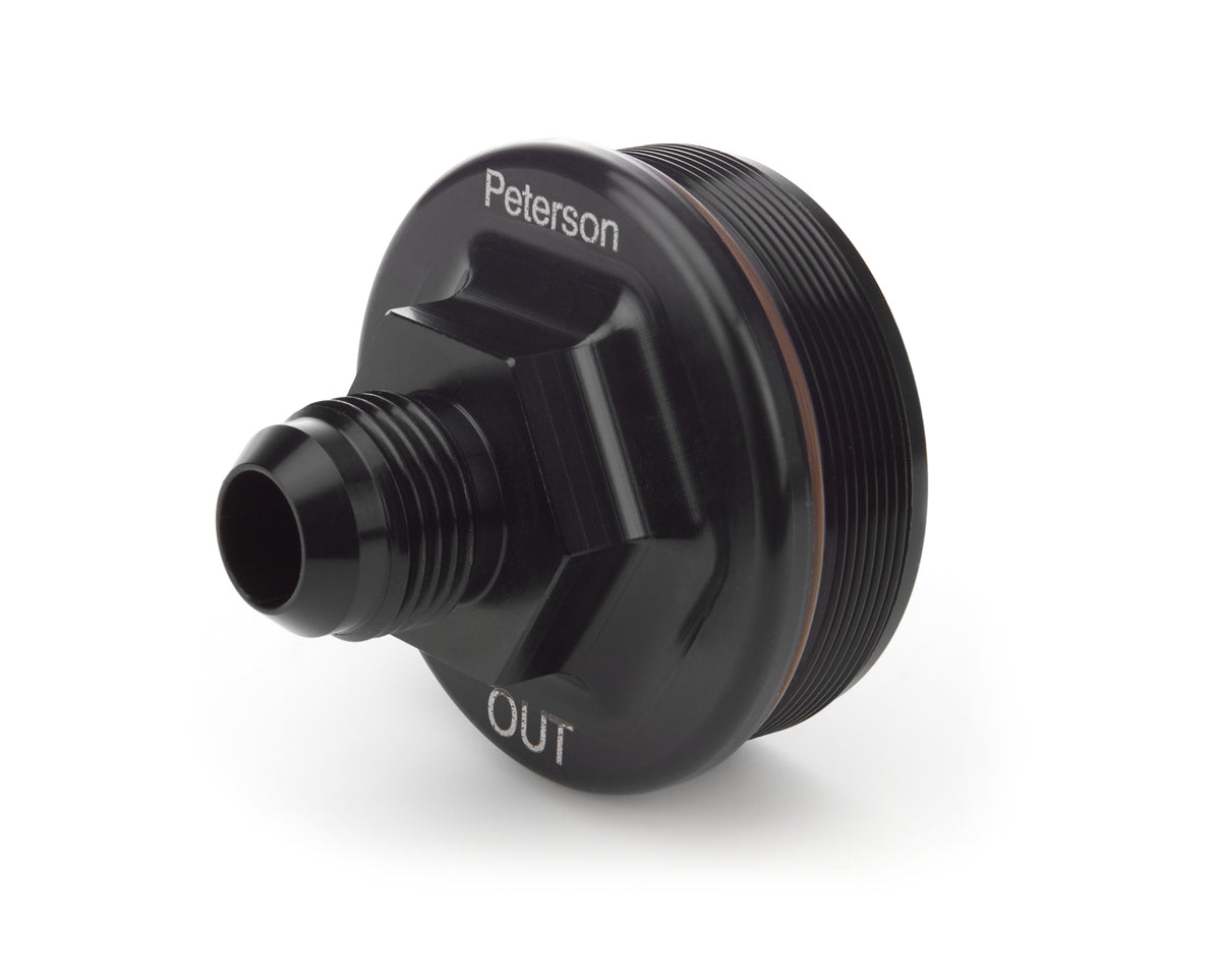 Peterson 10 AN Male Inlet Fuel Filter End Cap - Black - Peterson Fuel Filters
