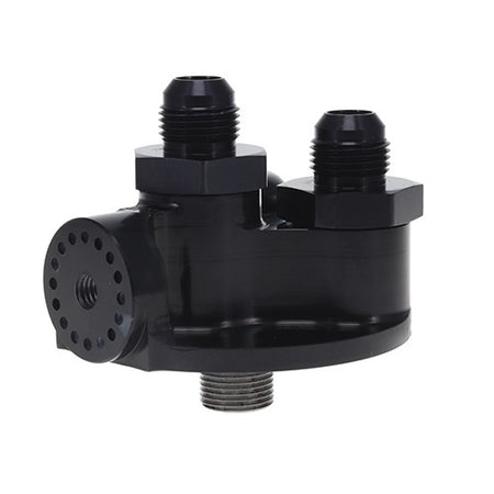 Peterson Firewall Oil Filter Mount - 12 AN Male Ports - 13/16-16 in Center Thread - Black