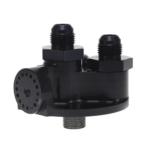 Peterson Firewall Oil Filter Mount - 12 AN Male Ports - 3/4-16 in Center Thread - Black