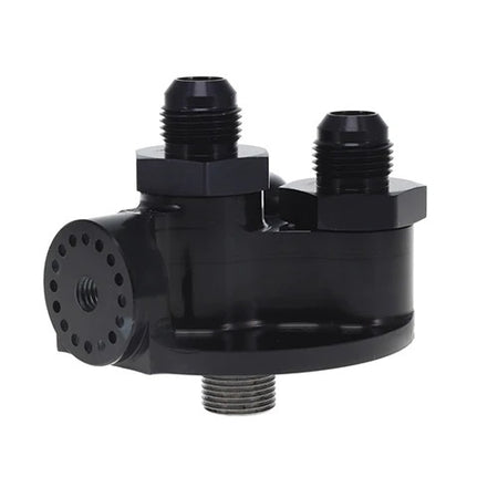 Peterson Firewall Oil Filter Mount - 12 AN Male Ports - 3/4-16 in Center Thread - Black