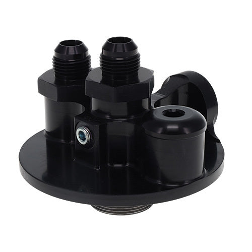 Peterson Firewall Oil Filter Mount - 12 AN Male Ports - 1-1/2-12 in Center Thread - Black
